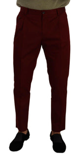Dolce & Gabbana Dark Red Cotton Mens Chinos Trouser Dress Pants -   -  Dolce & Gabbana.